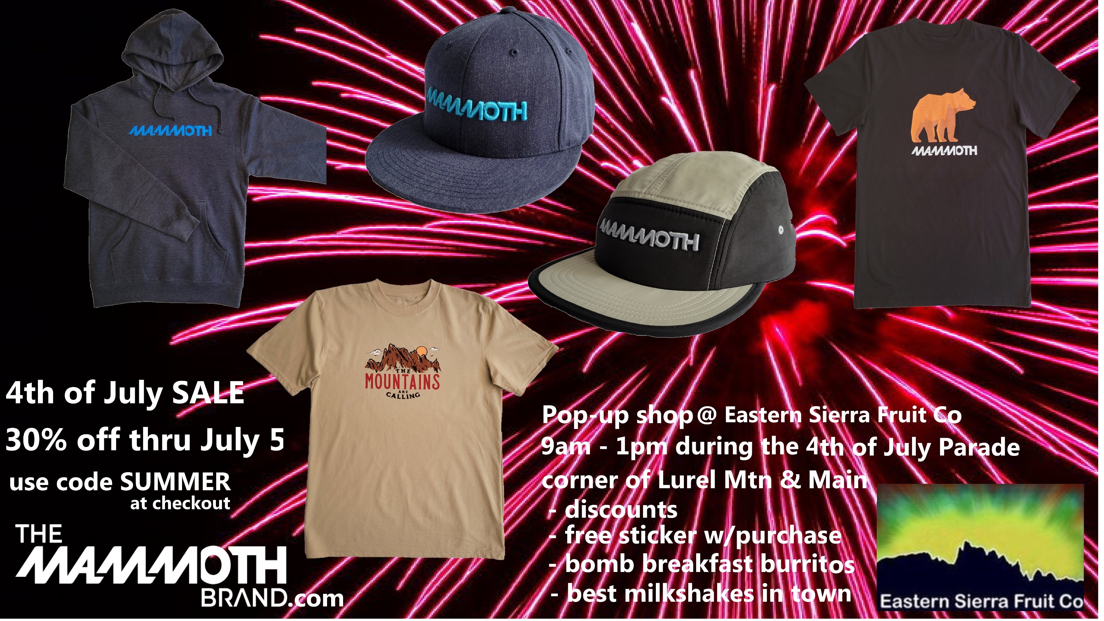 4th of July Sale and Pop-up shop @ Eastern Sierra Fruit Co.