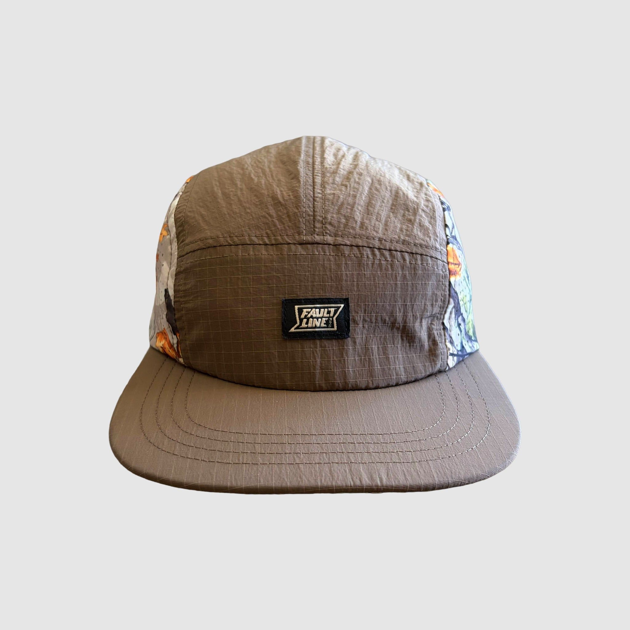 Brown Camper Hat with a FaultLine395 brand logo on the front.