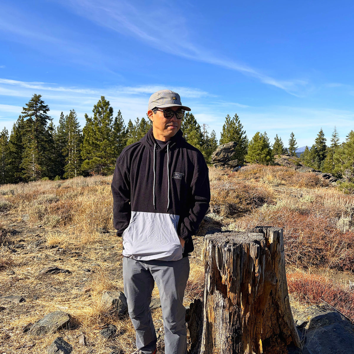 Stretch Microfleece Hoodie - Black/Gray