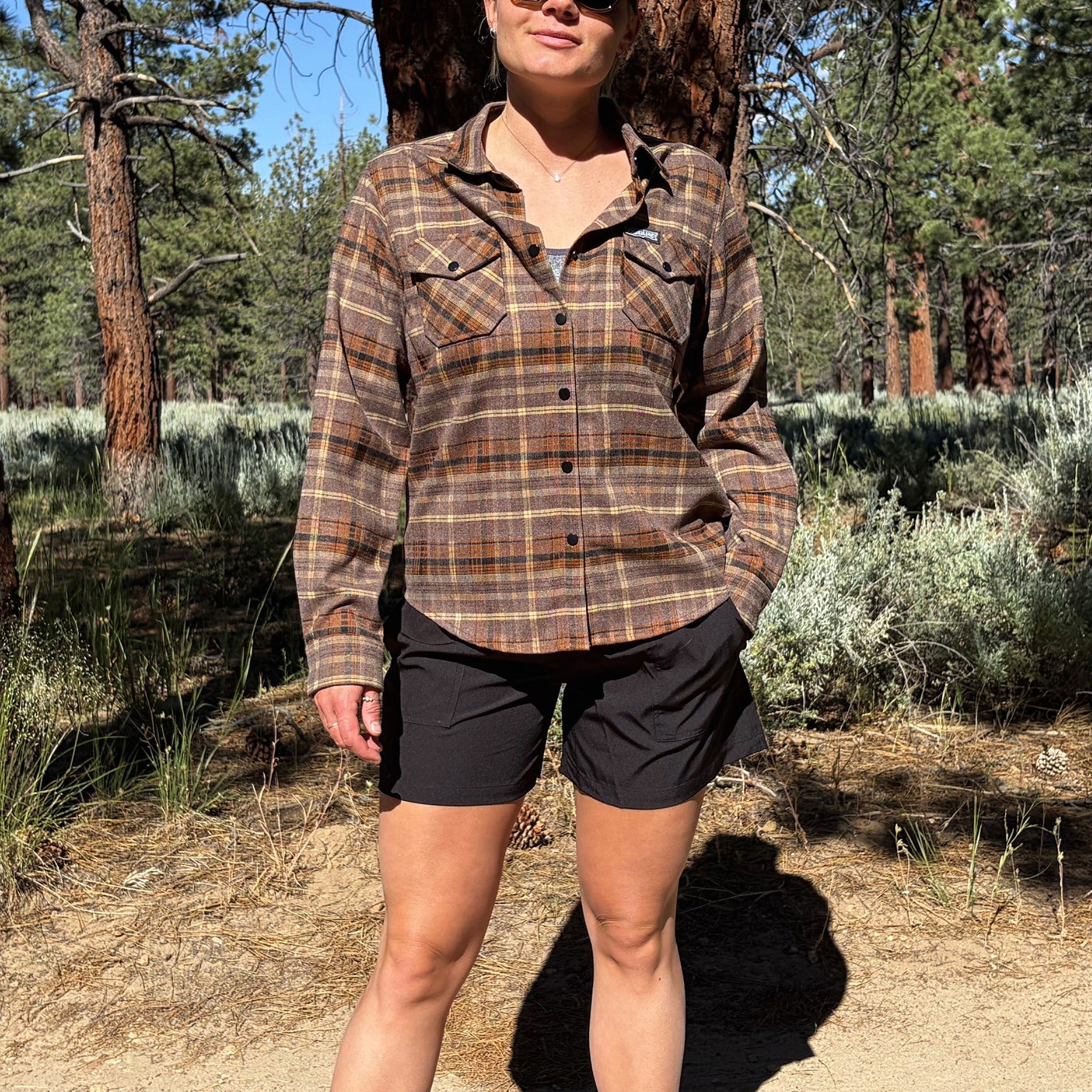 Women's Highland Tech Flannel - Heather Brown/Tan