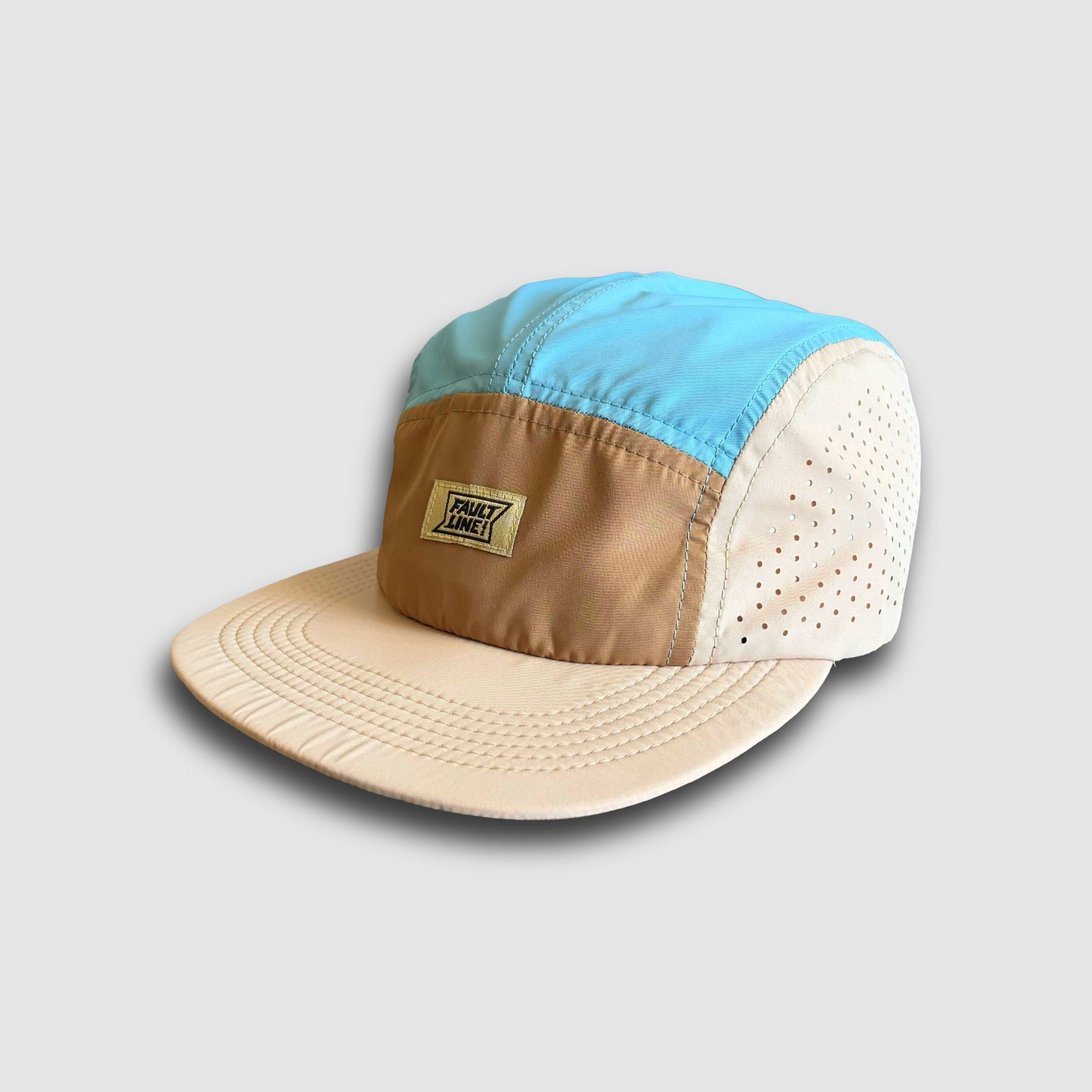 Crushable 5-Panel Camper Hat - Tan/Teal