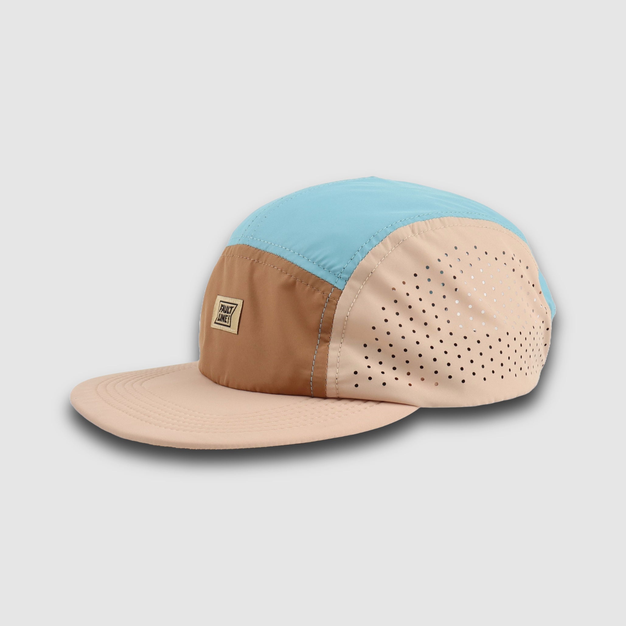 Crushable 5-Panel Camper Hat - Tan/Teal