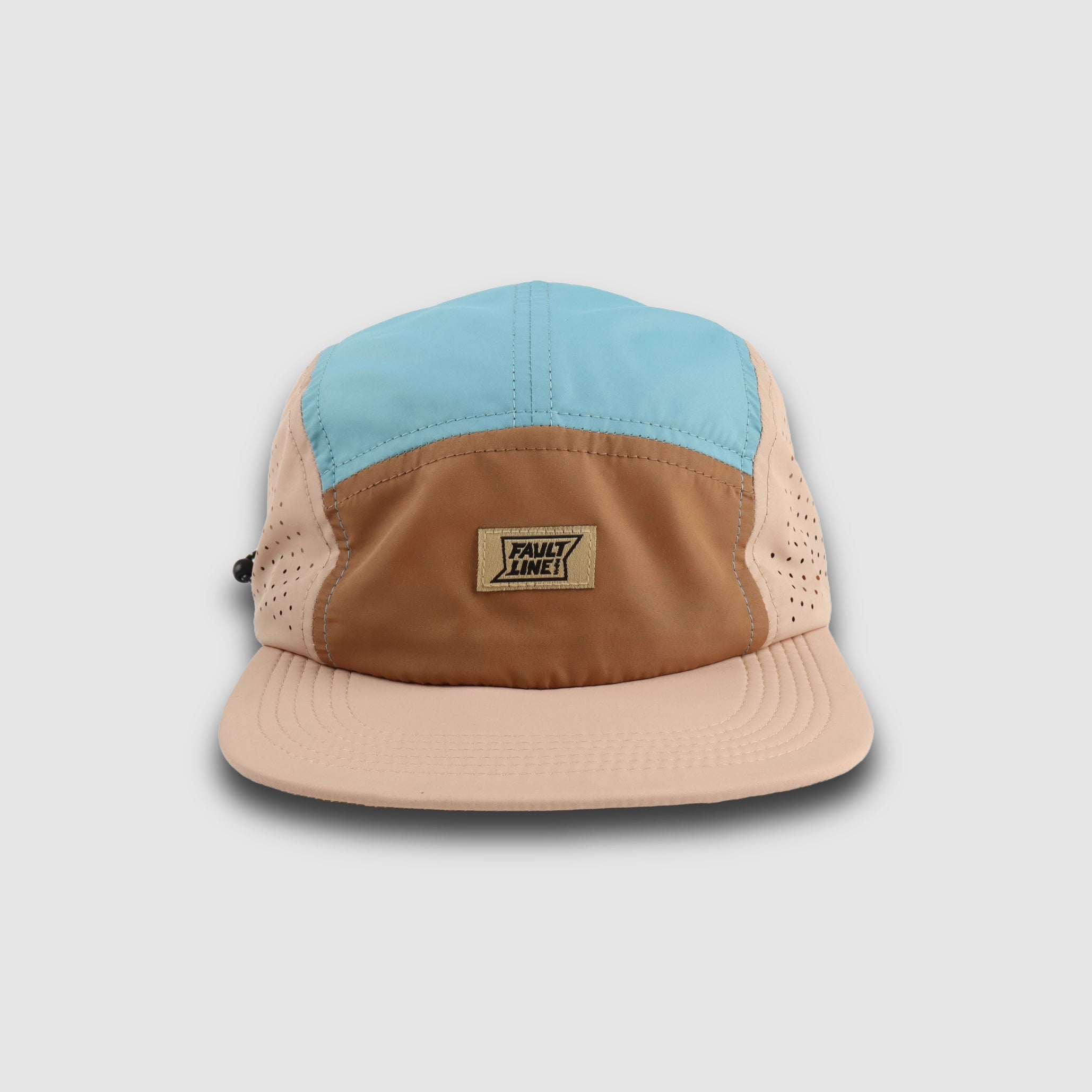 Crushable 5-Panel Camper Hat - Tan/Teal