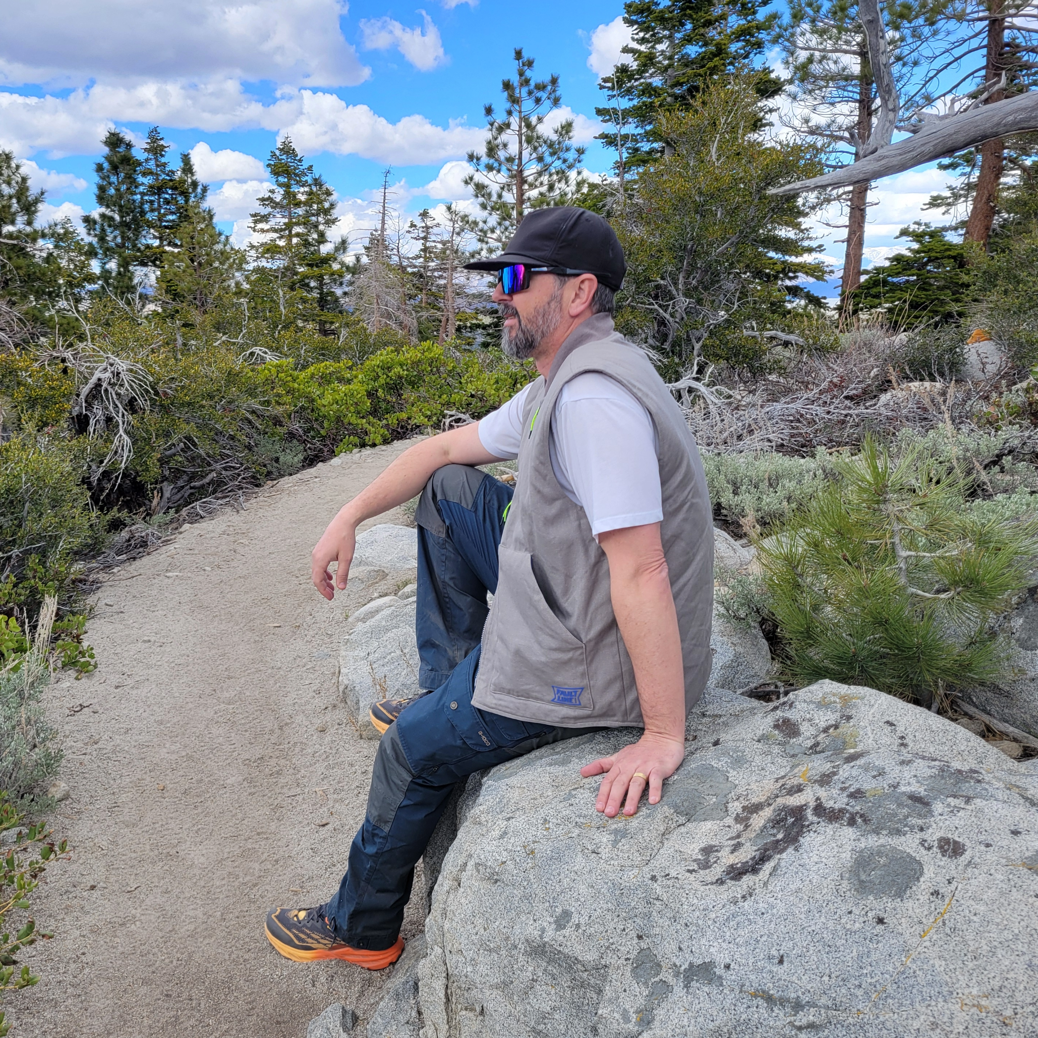 Person enjoying the outdoors in the Grey Ritter Vest from Faultline395