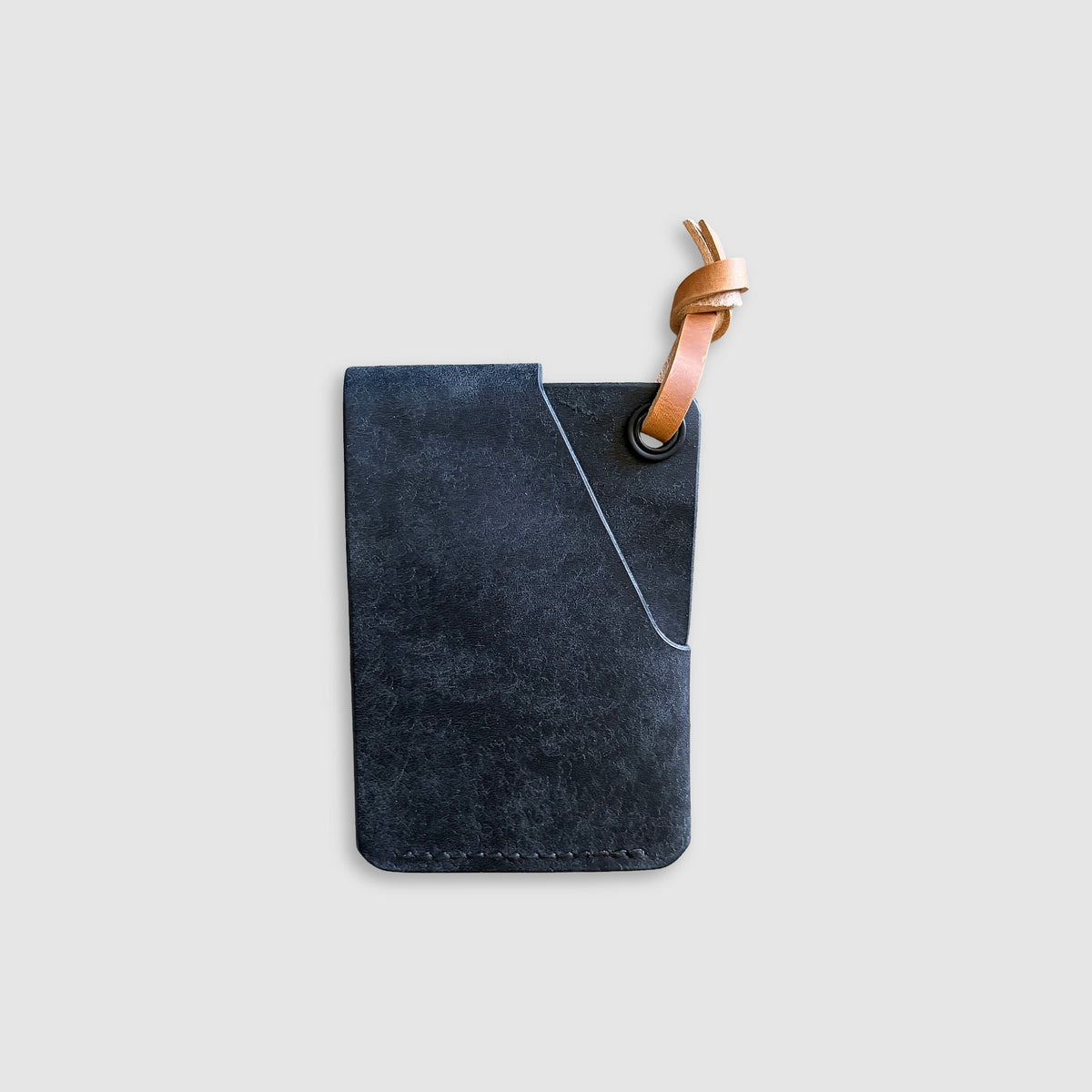 Compact Leather Snap Wallet - Black