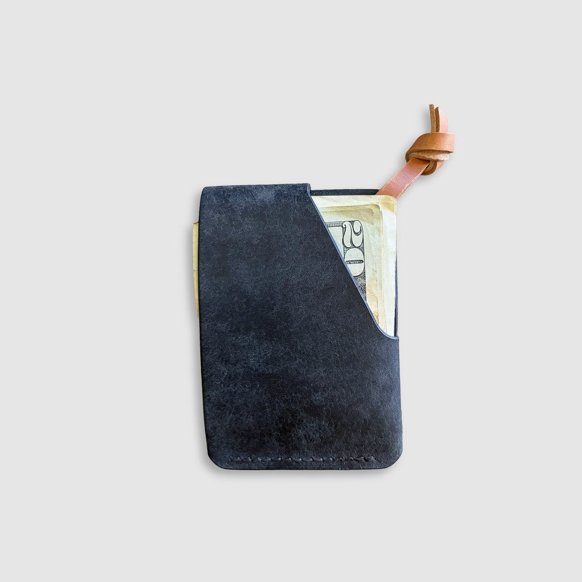 Compact Leather Snap Wallet - Black