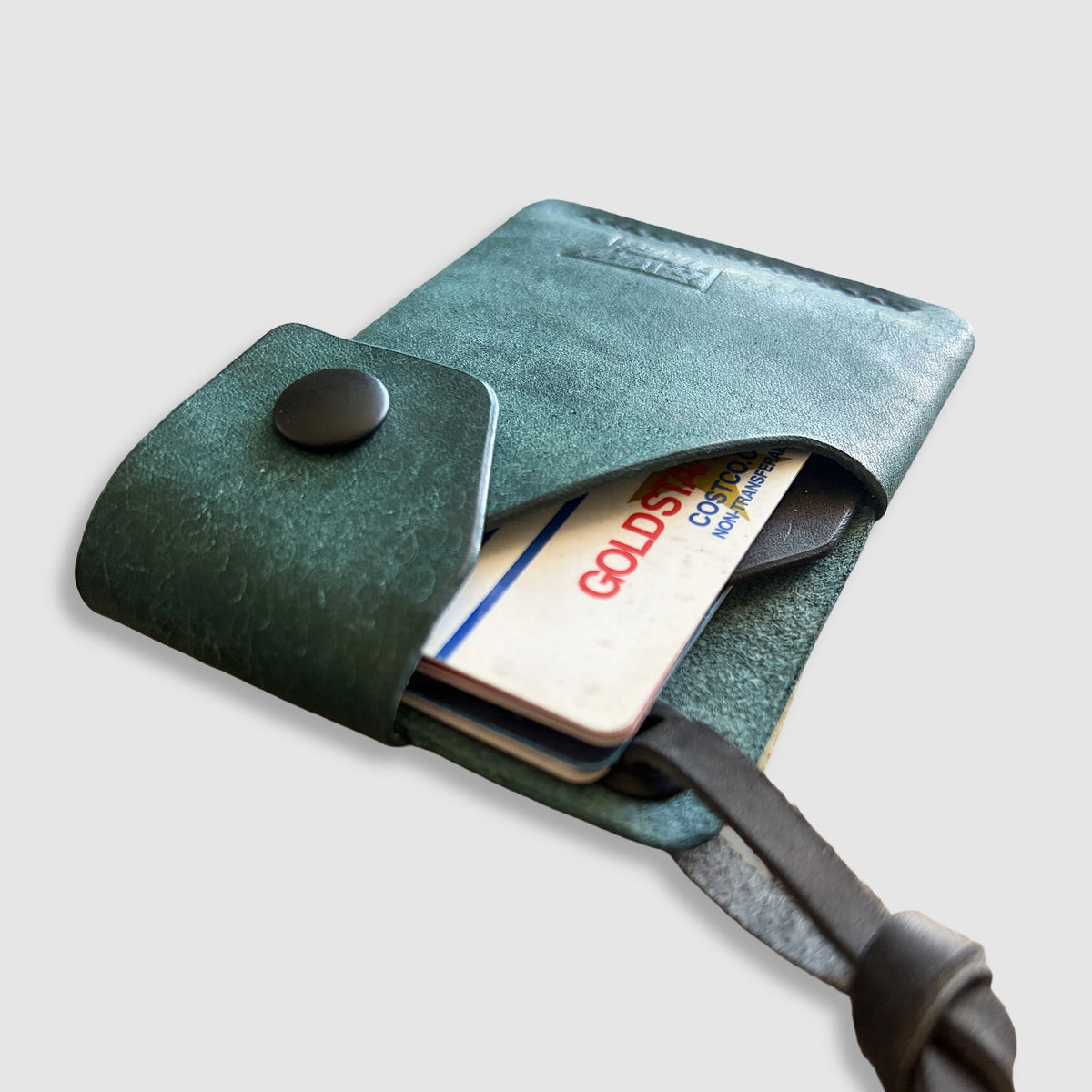 Compact Leather Snap Wallet - Teal
