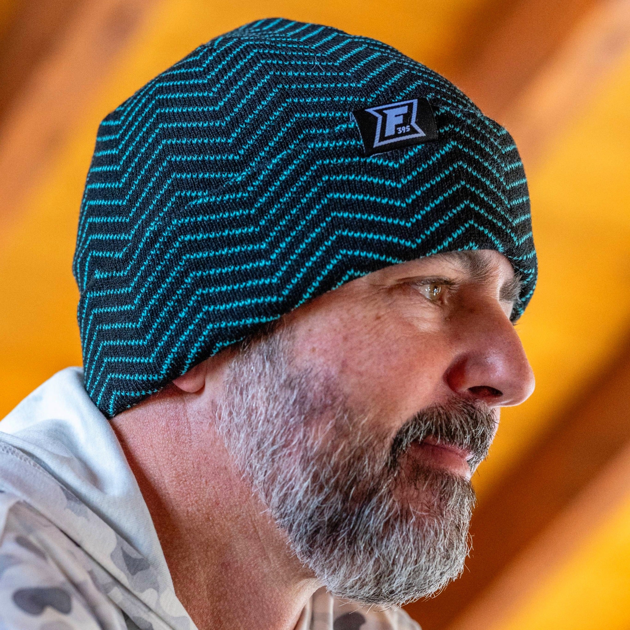 Chevron Beanie - Black/Teal