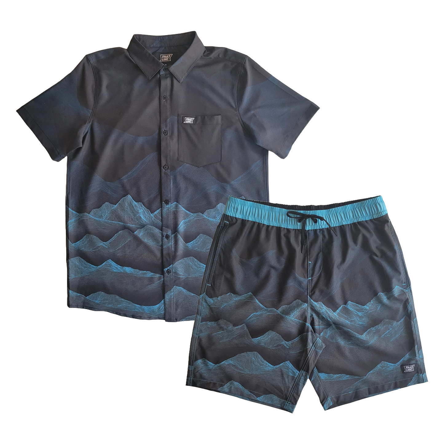 Langley Stretch Shirt & Short Set - Mountain Print