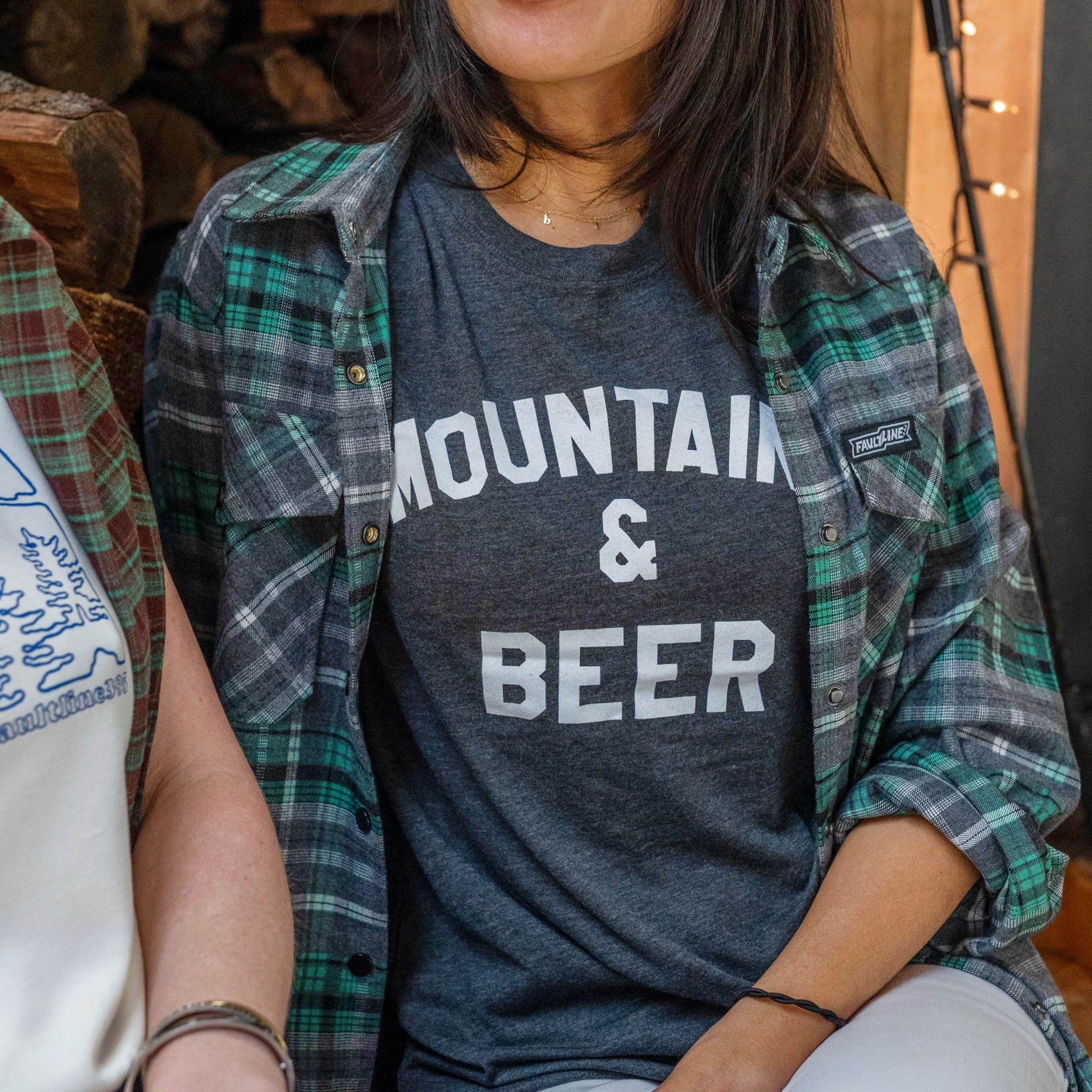Women's Mountains & Beer Tee - Charcoal