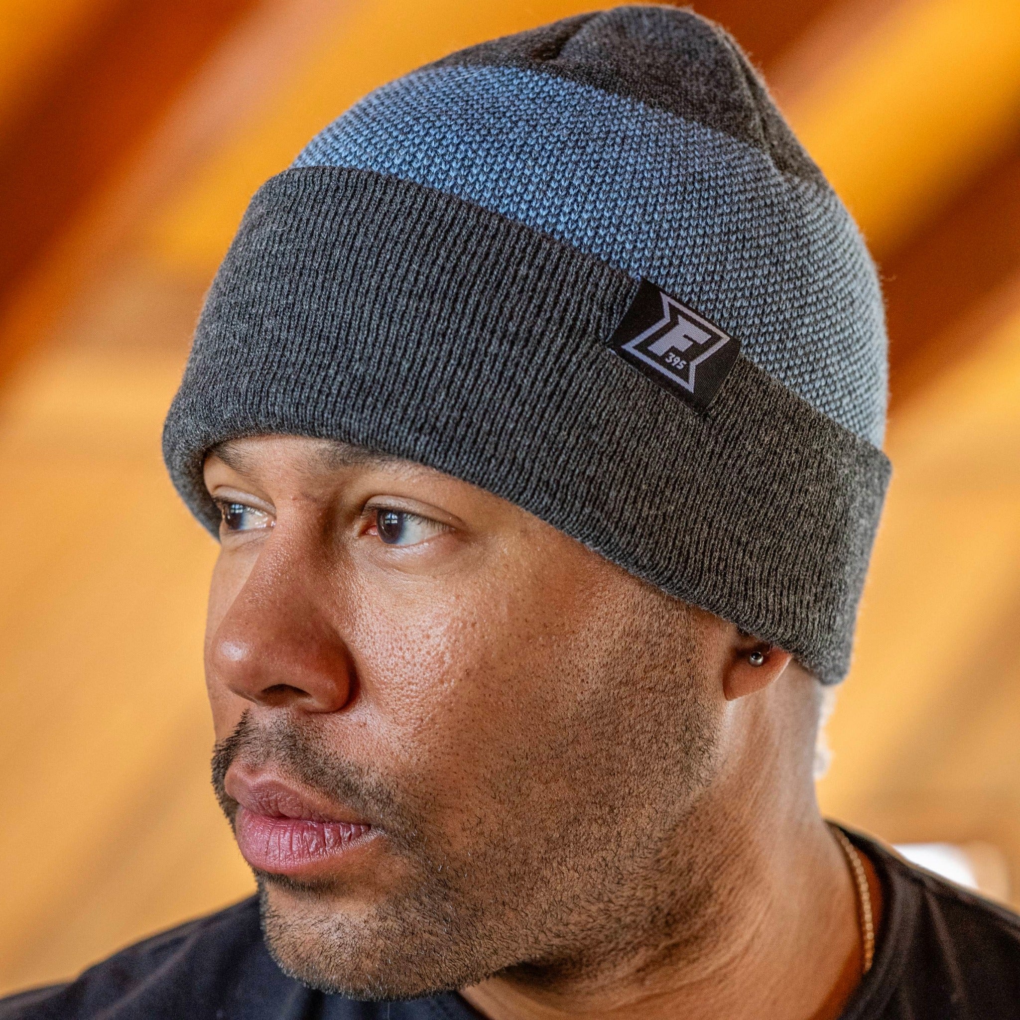 Birdseye Beanie - Charcoal/Sky Blue