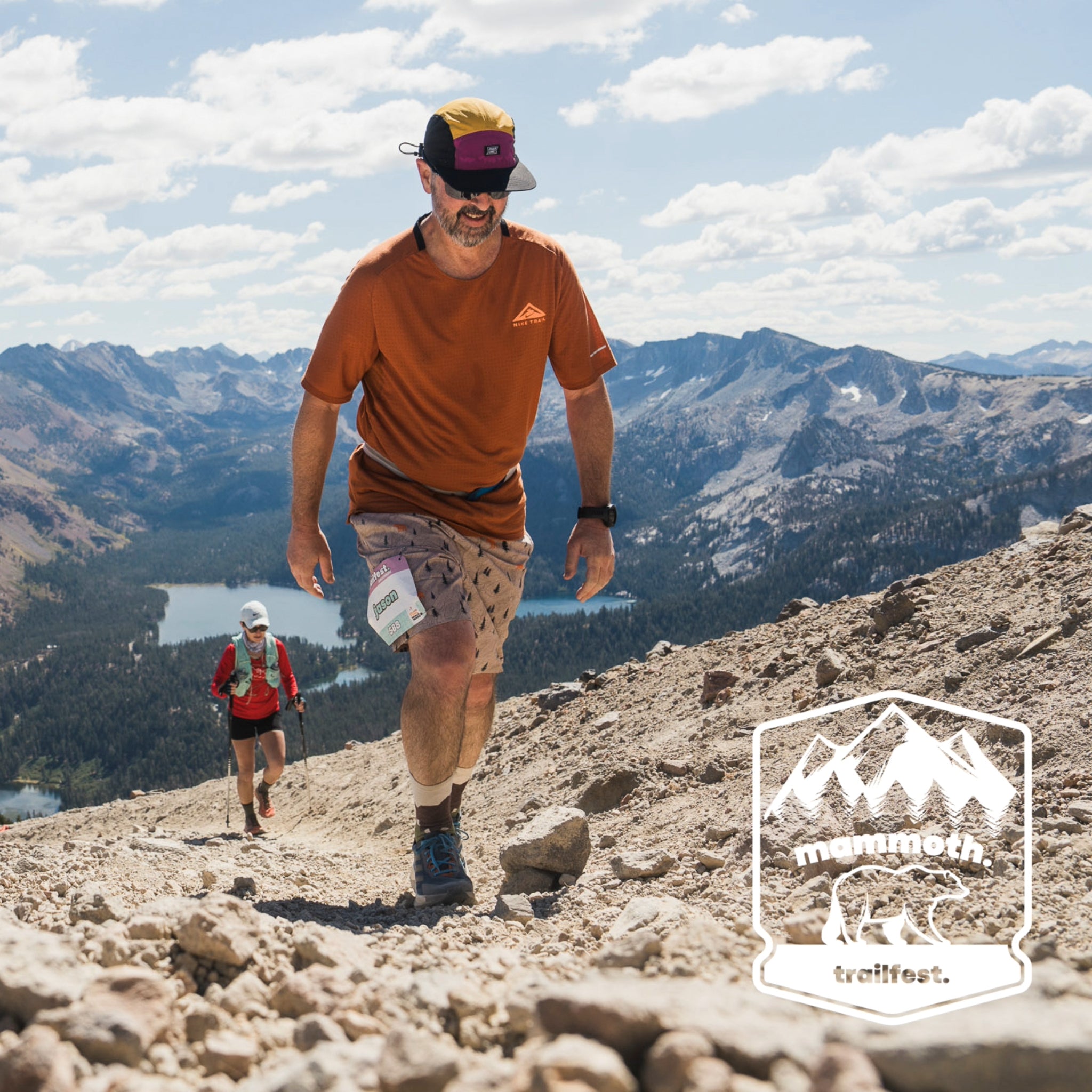 Trail runner wearing the Faultline395 Langley performance shorts