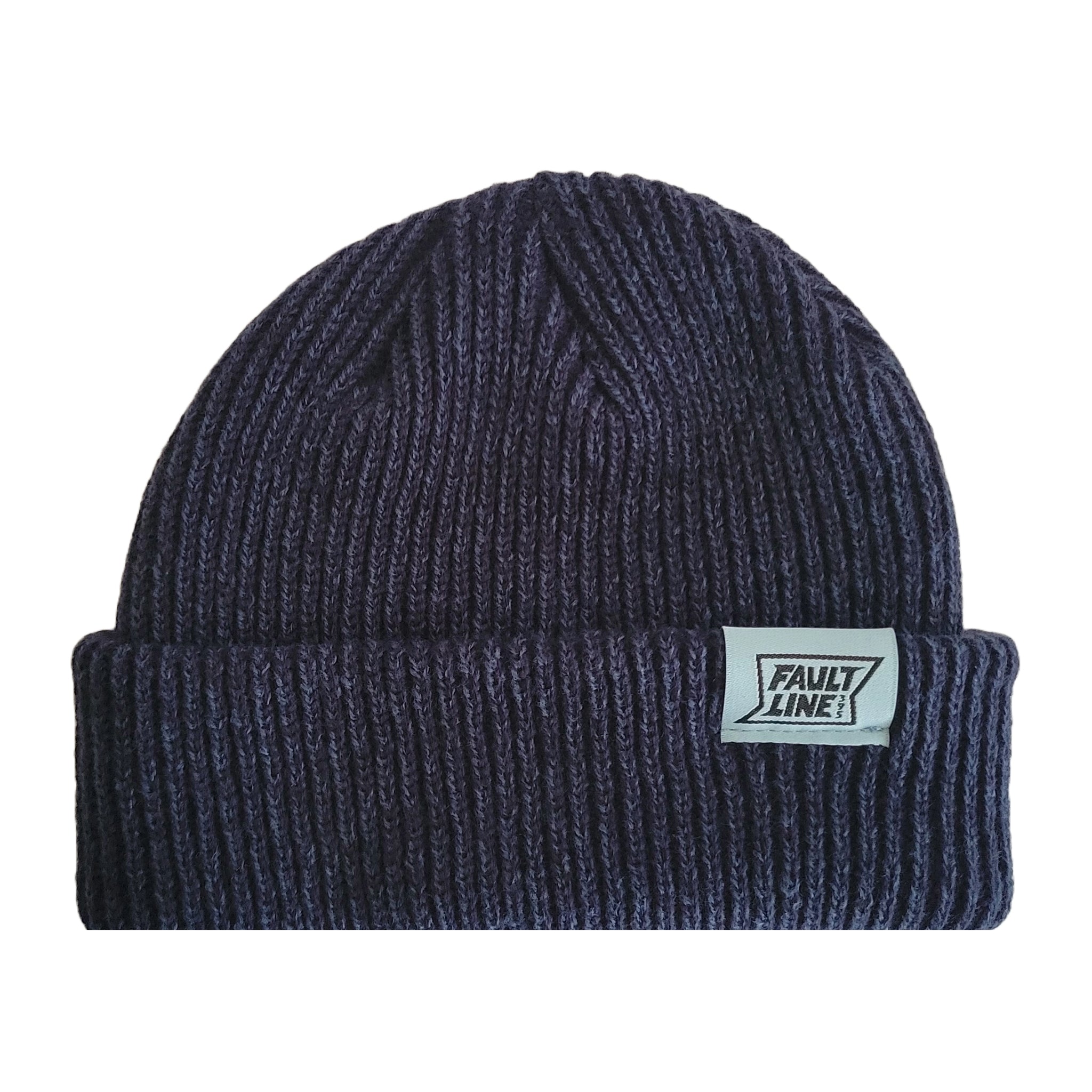 Lay flat shot of the Broadway Beanie from Faultline395 in the cuffed position.