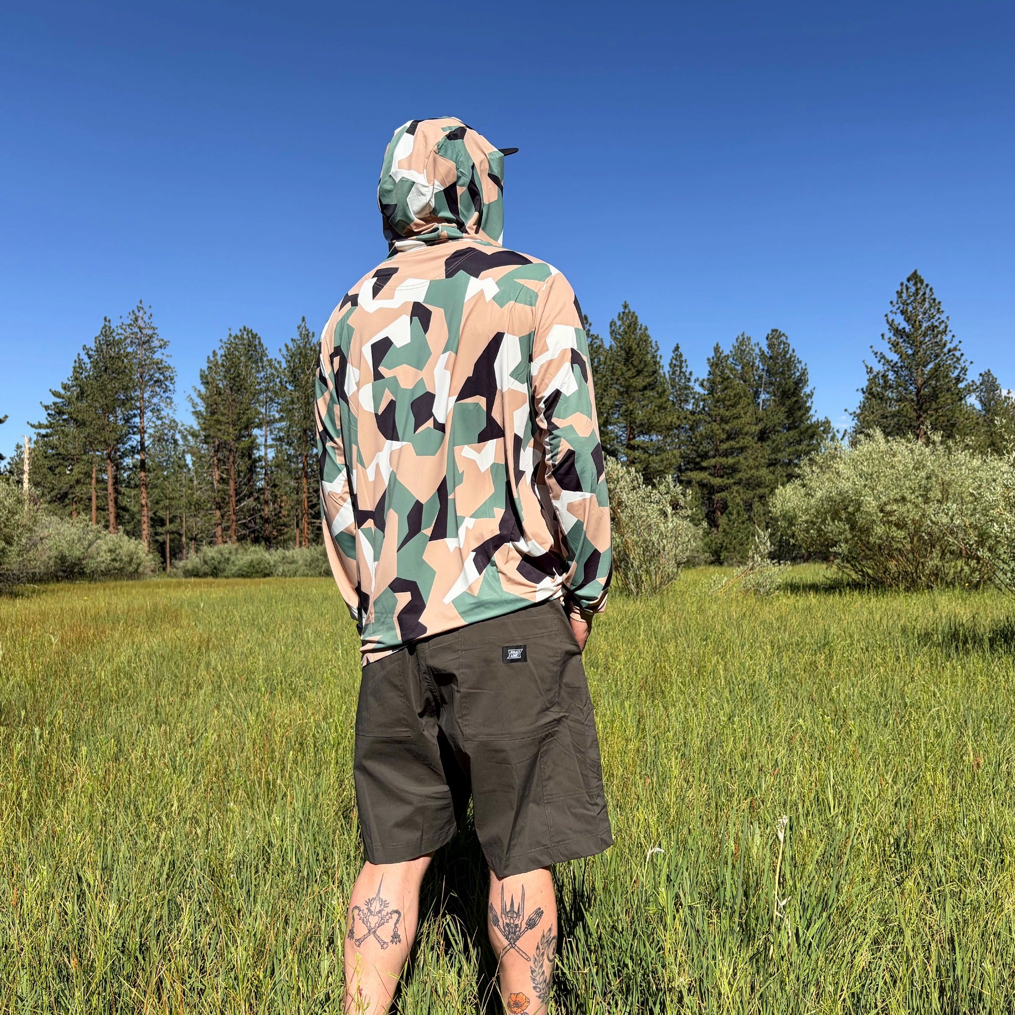 Carson Sun Hoodie - Tan/Green/Black