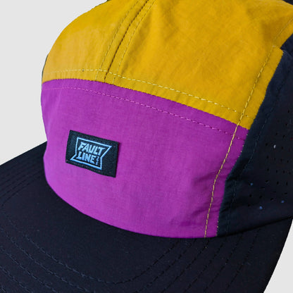 Detail view of the Faultline395 label on the front panel of our Ultralight Camper Hat