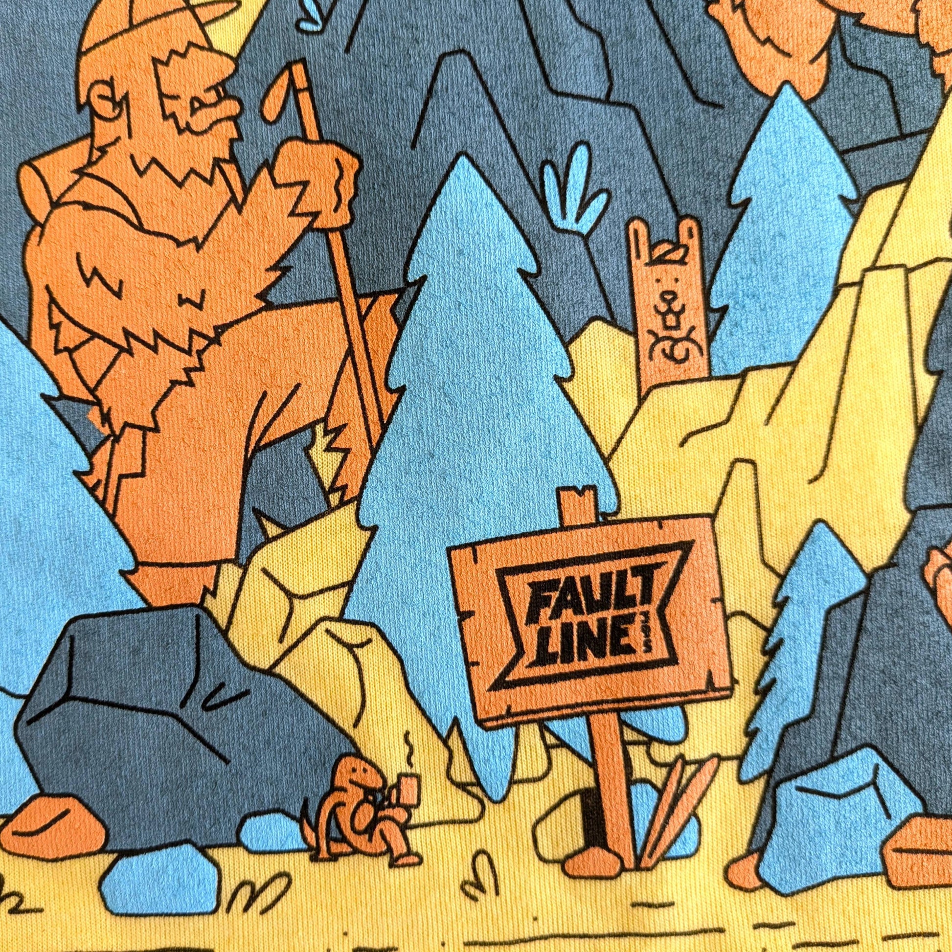 Close up of the outdoor inspired artwork on the Wild Friends Women's t-shirt from Faultline395