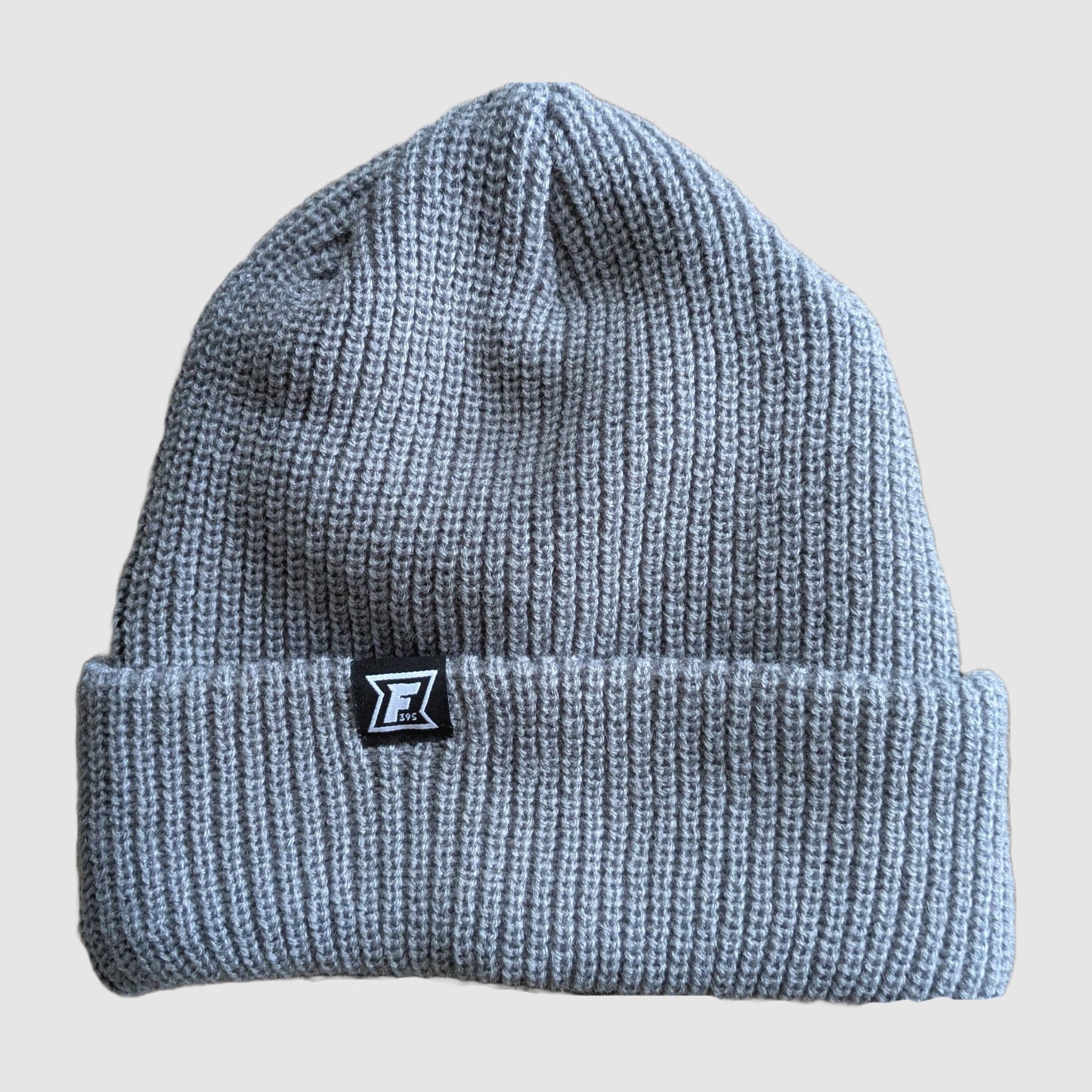 Shot of the gray side of the two-tone beanie from Faultline395.