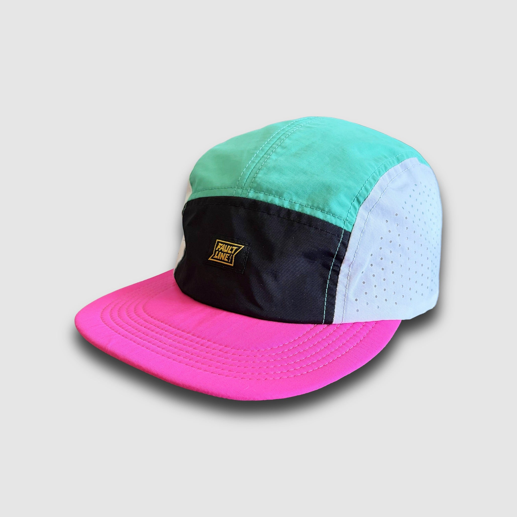 Crushable 5-Panel Camper Hat - Seafoam/Fuchsia