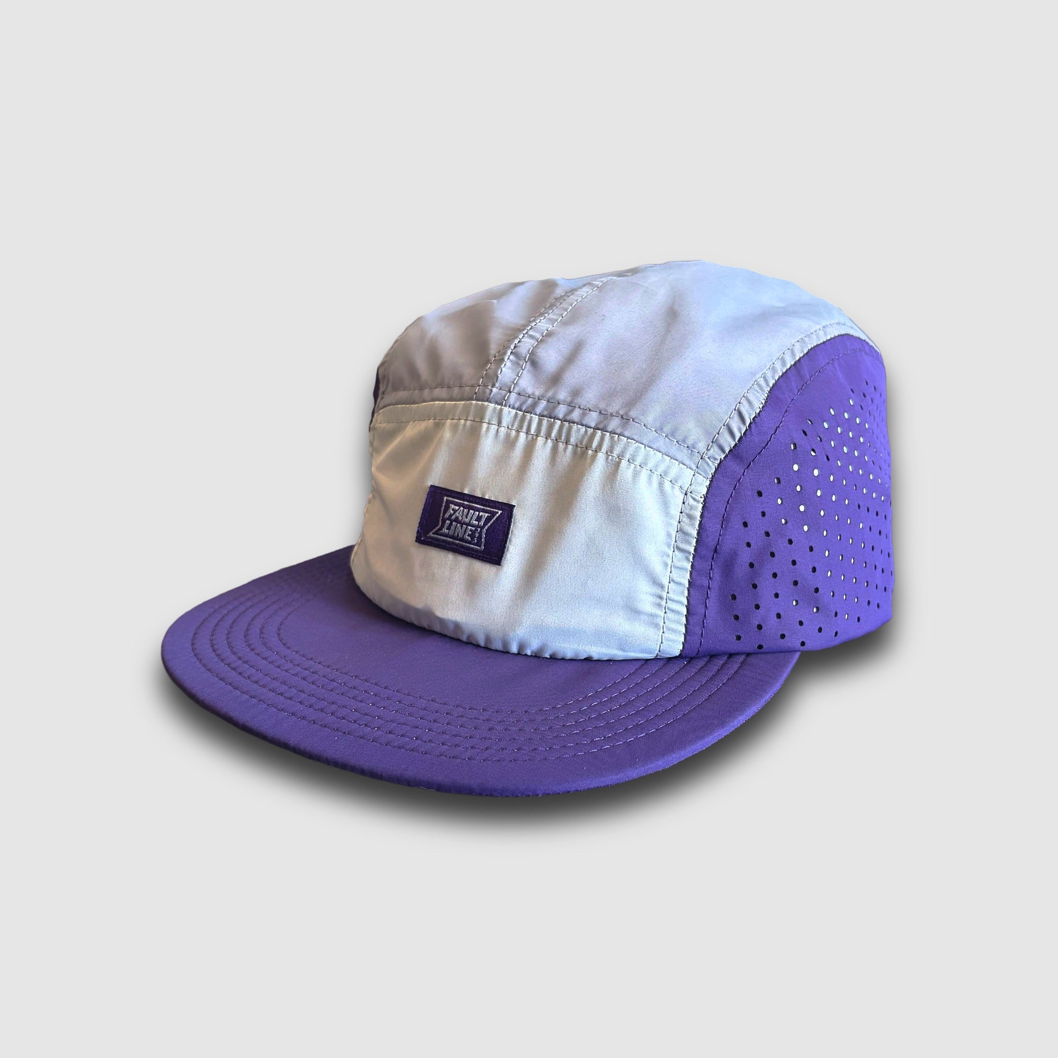 Crushable 5-Panel Camper Hat - Purple/Gray | Faultline395