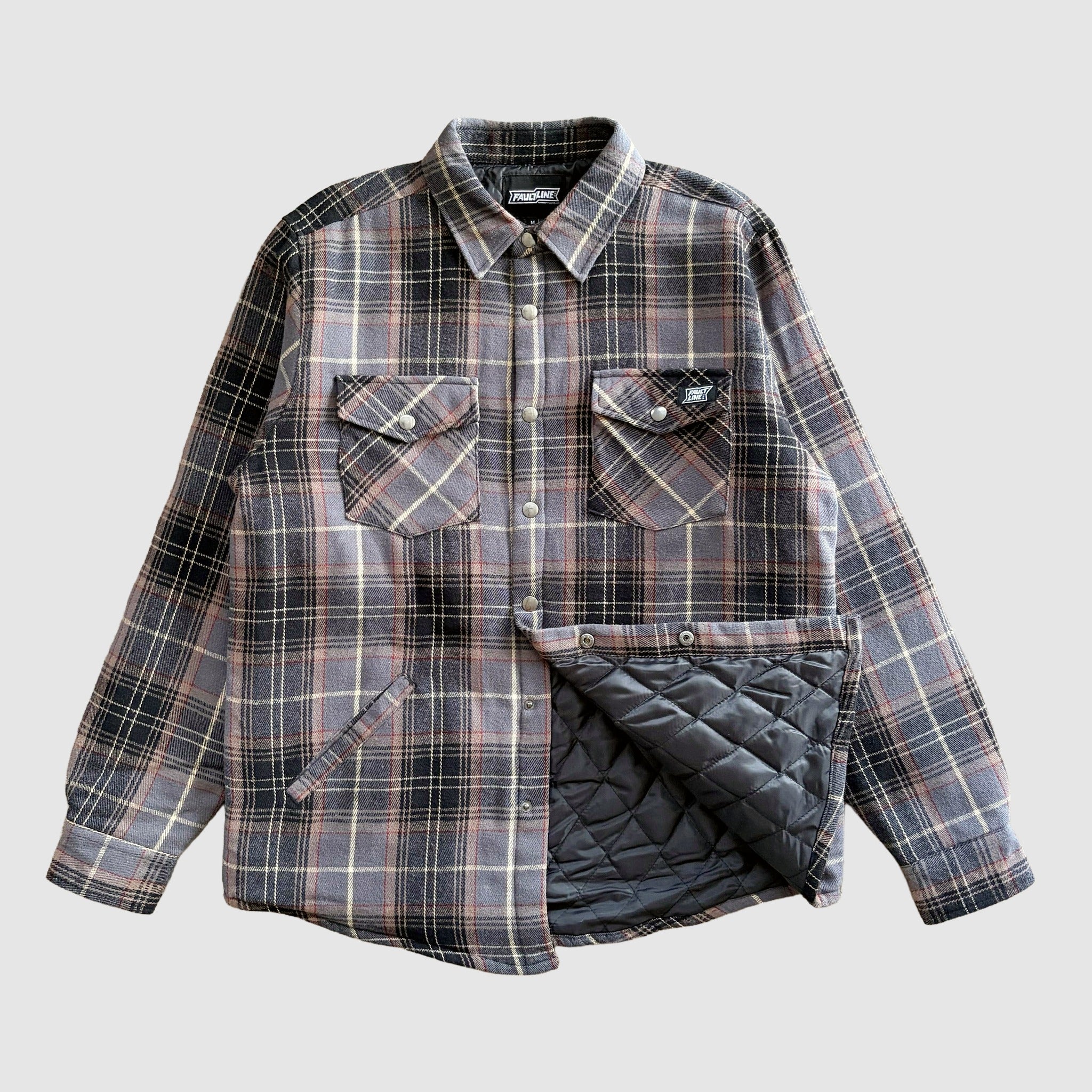 Juniper Insulated Flannel Shacket - Gray/Black/Tan