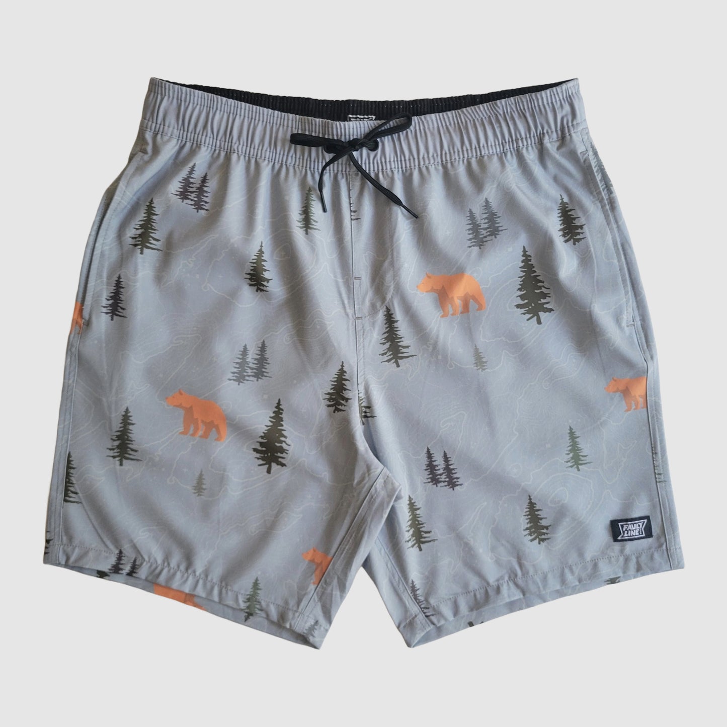 Langley Stretch Short - Grey Bear Print