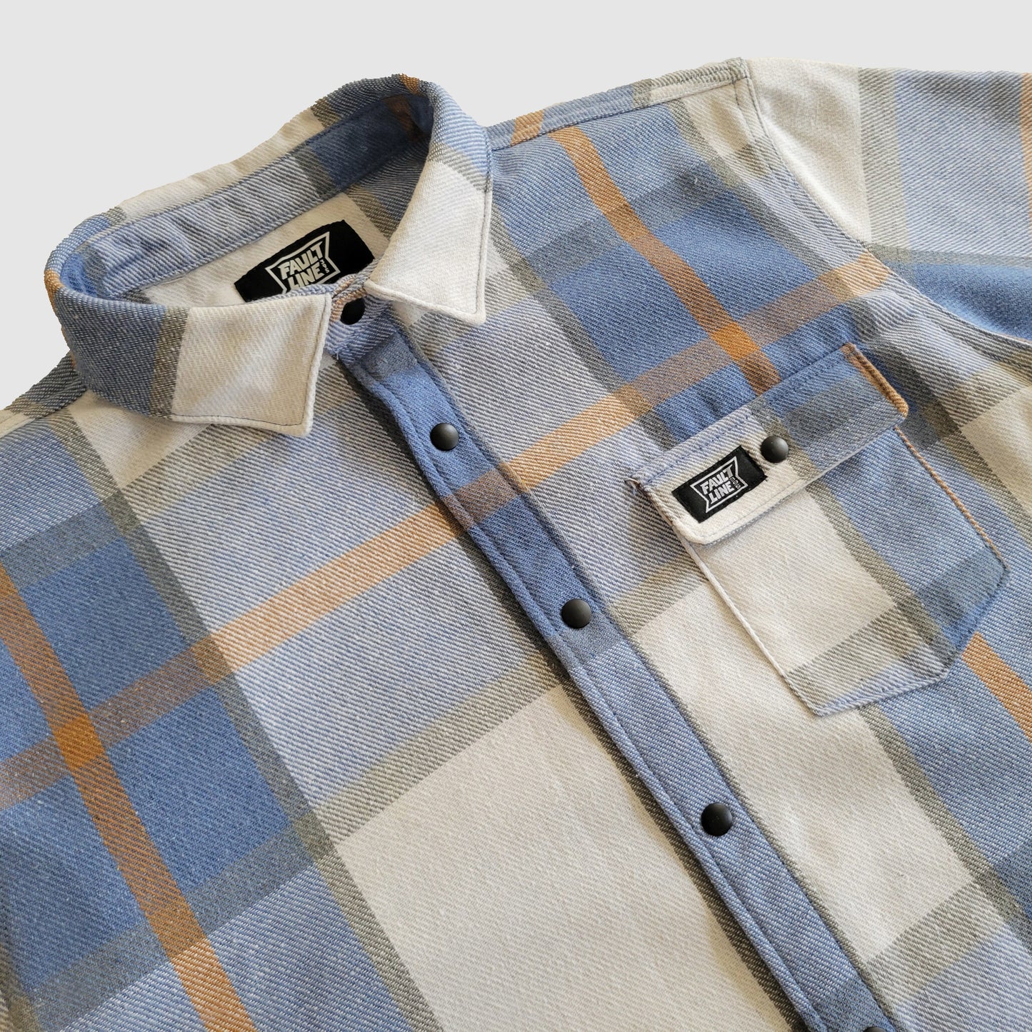 Bodie Snap Flannel - Blue/Cream