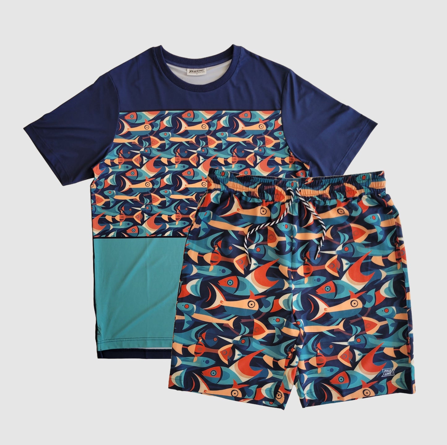 Crowley Stretch T-Shirt & Short Set - Fish Deco
