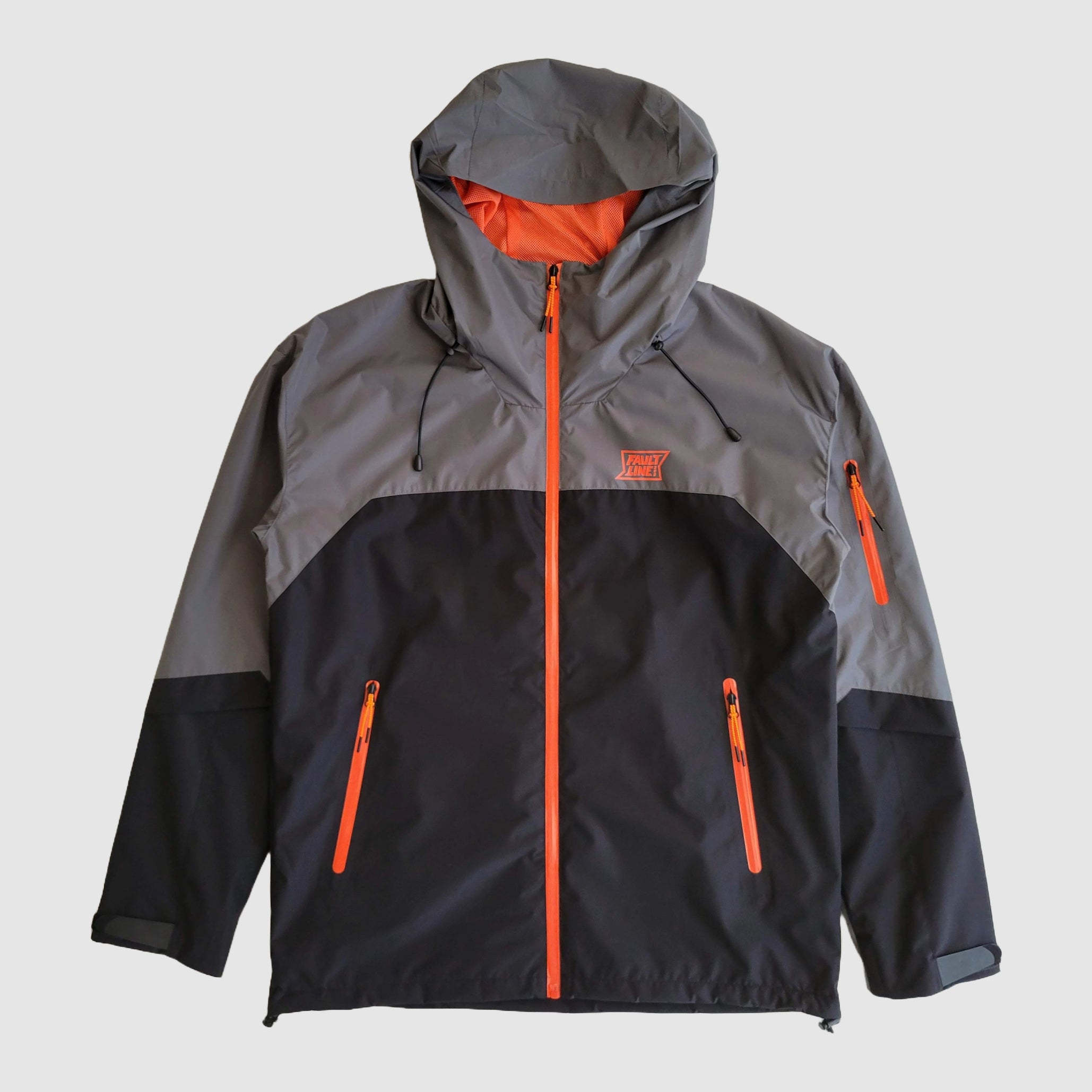 Front view of the Forest Trail Jacket in Grey and Black, showcasing its stylish design and outdoor functionality.