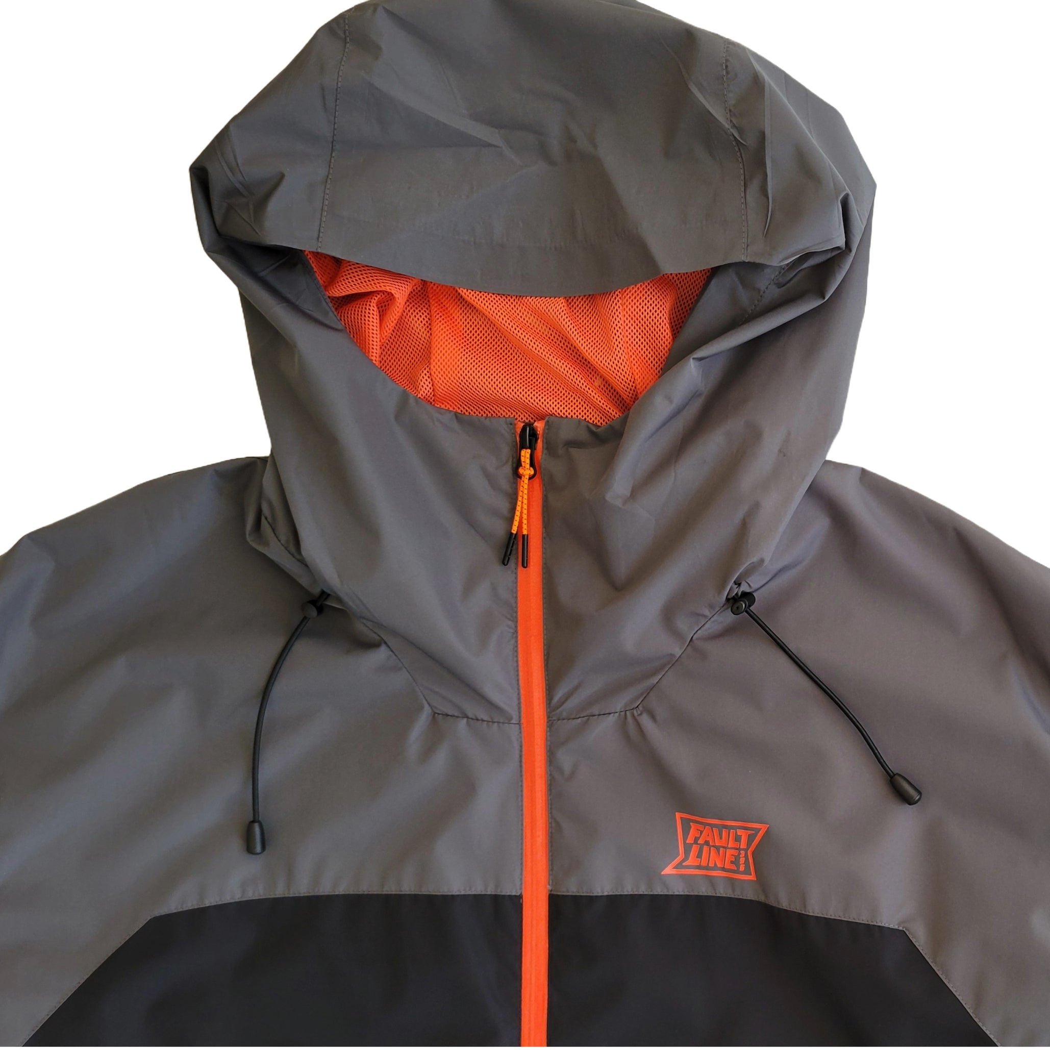 Close up view of the full coverage hood on the Forest Trail jacket from Faultline395.