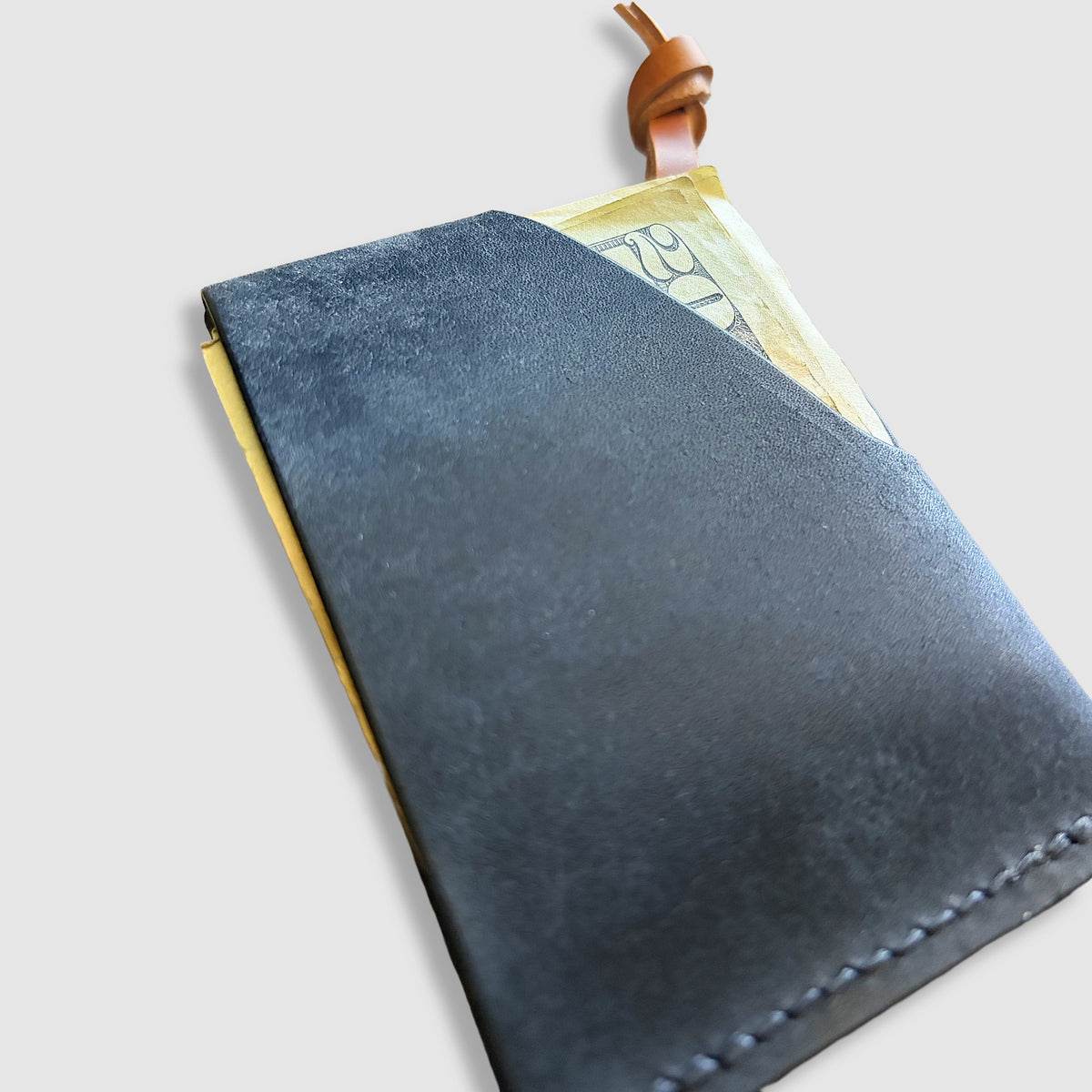Compact Leather Snap Wallet - Black