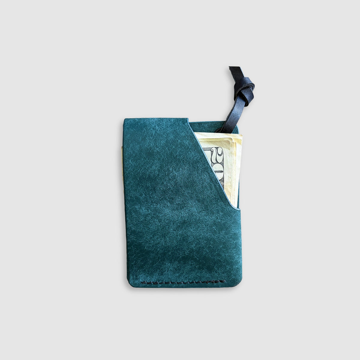 Compact Leather Snap Wallet - Teal