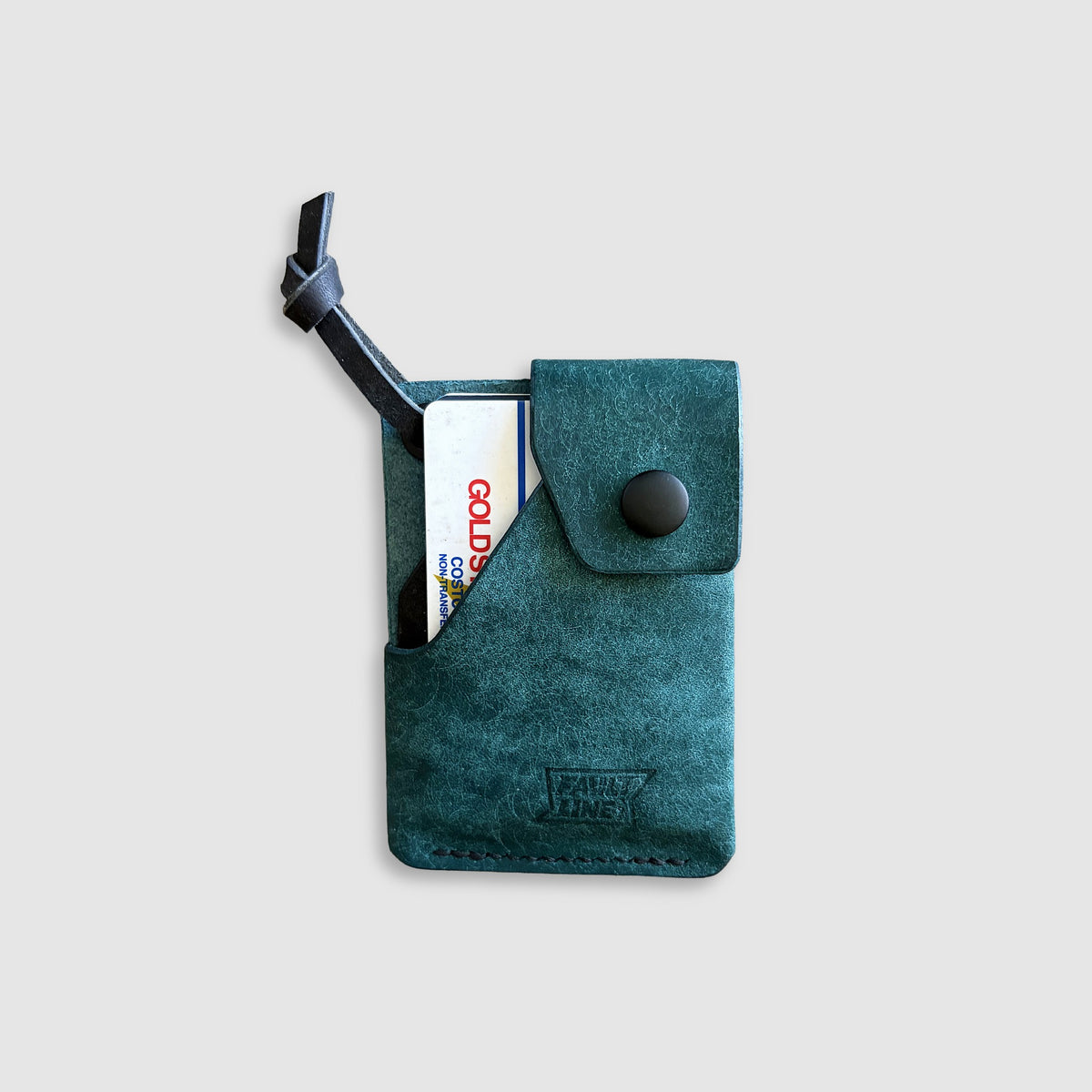 Compact Leather Snap Wallet - Teal