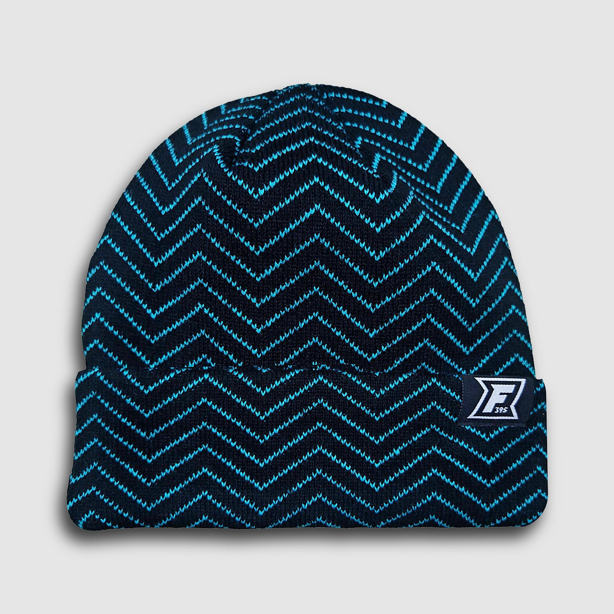 Chevron Beanie - Black/Teal