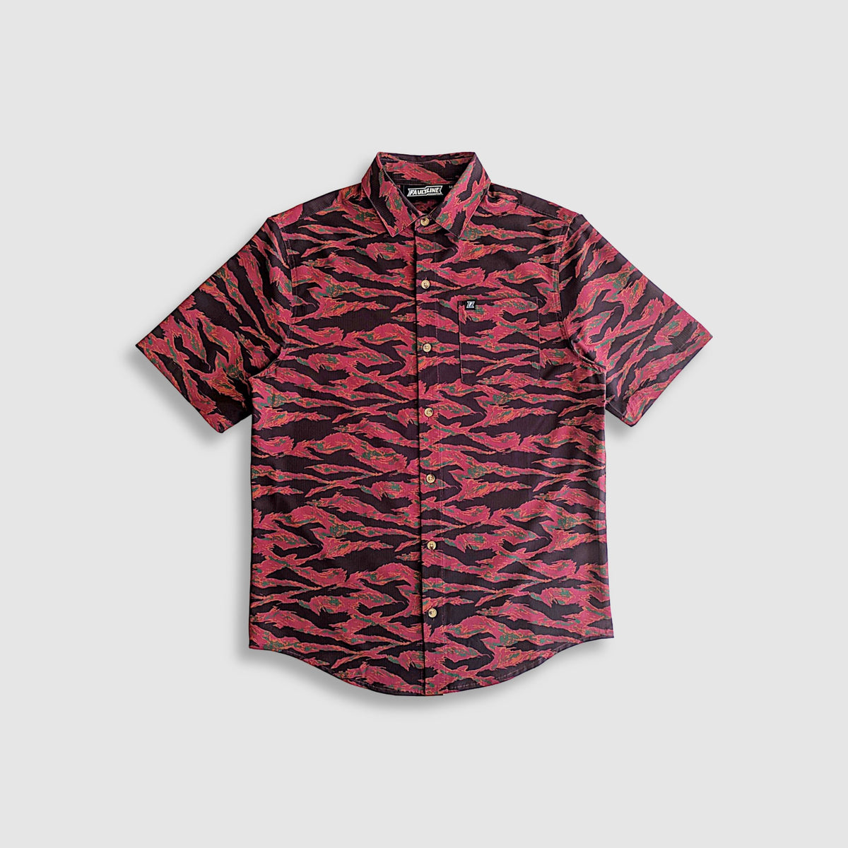 Langley Tech Button Up Shirt - Maroon Tiger Camo