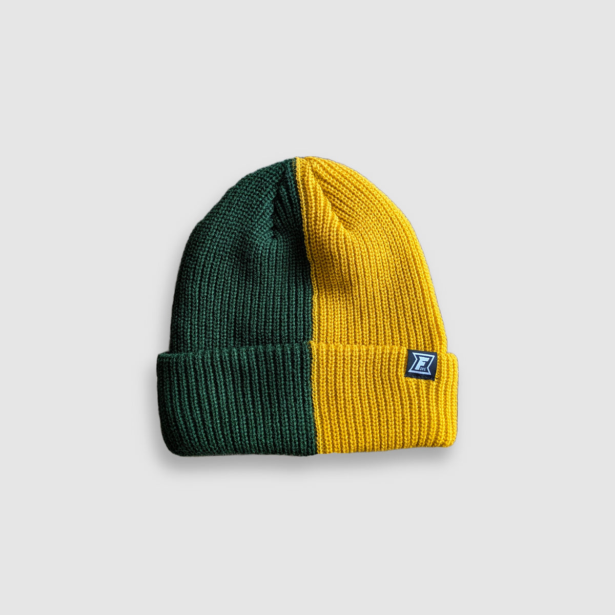 2-Tone Split Color Beanie - Forest/Gold