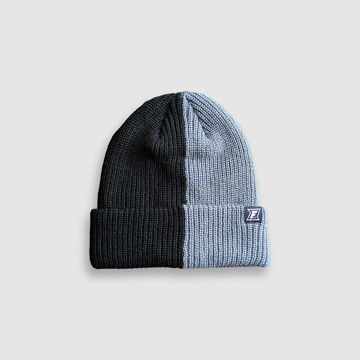 2-Tone Split Color Beanie - Black/Gray