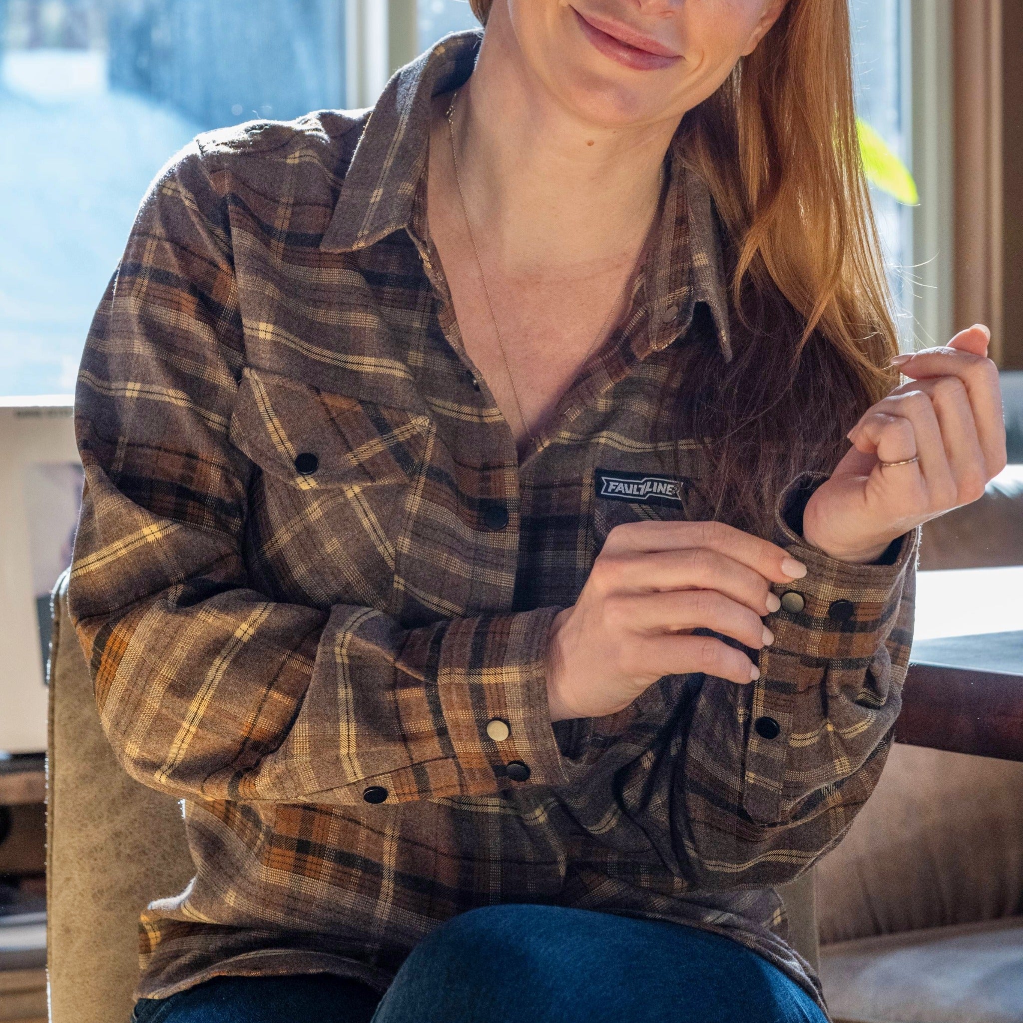 Women's Highland Tech Flannel - Heather Brown/Tan