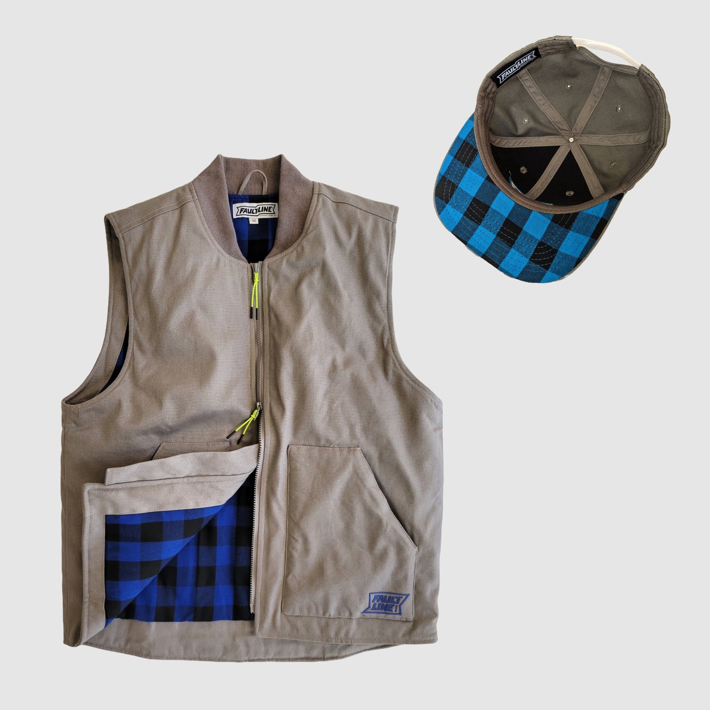 Insulated Vest & Hat Combo - Blue Buffalo Check