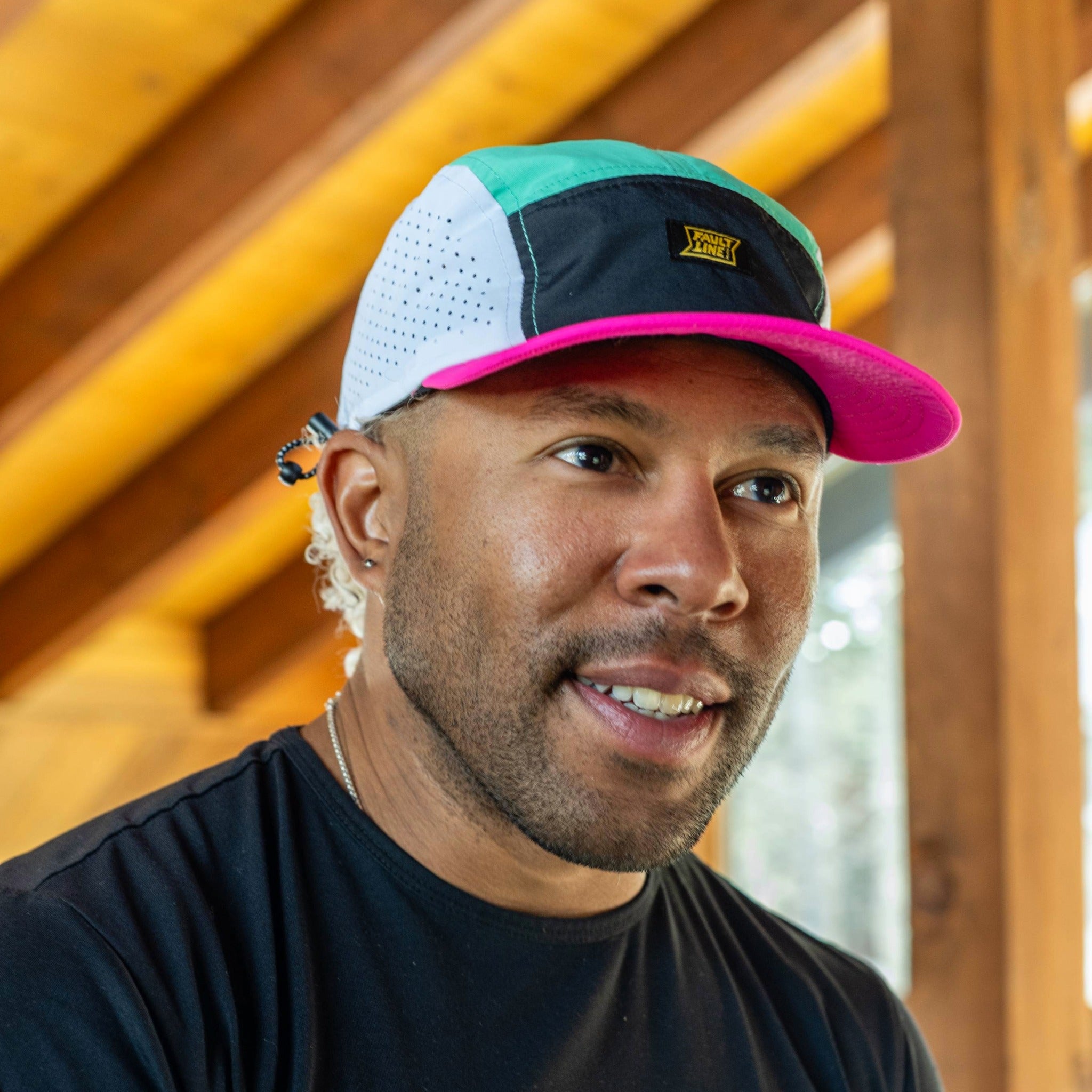 Crushable 5-Panel Camper Hat - Seafoam/Fuchsia