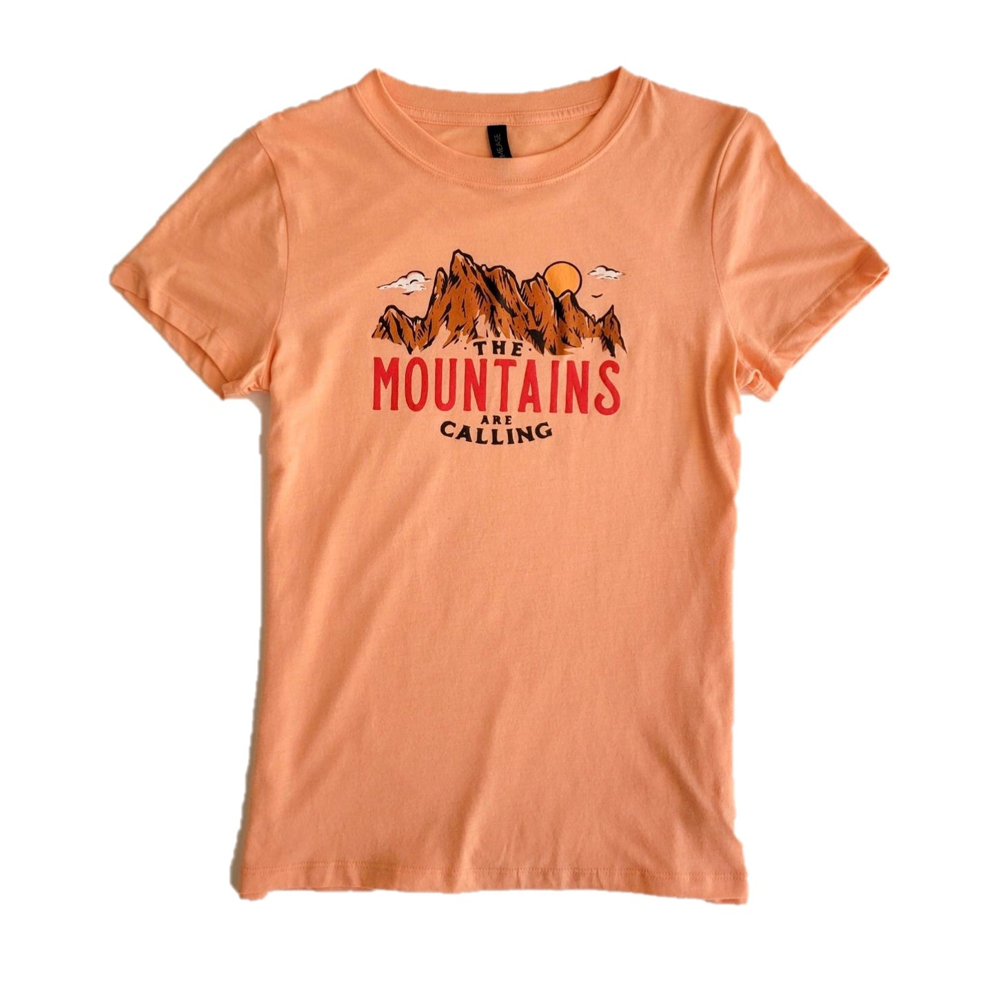 Women's Mtns Are Calling Tee - Peach